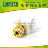 Wallplate Keystone Jack, Speaker, Banana Type , White, Golden Plated