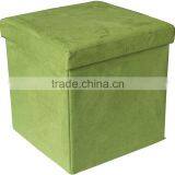 Cheaper!! Green Suede Foldable Storage Stool thumbnail-1