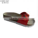 2016 New Style Women Cork Slipper Red PU With Hasps Fashion Cork Slipper