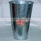 Galvanized Tin Vase, Metal Vase, Flower Vase thumbnail-1