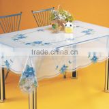 TJ-3839 Transparent emboossed tablecloth with golden & silver
