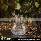 Clear Crack Glass Sun Jar Warm White Solar Hanging Light Fixture thumbnail-1