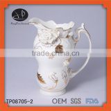New product ceramic embossed gold lace tea pot and kettle set teapot