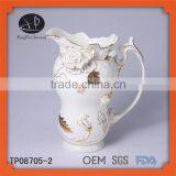 New Product Ceramic Embossed Gold Lace Tea Pot and Kettle Set Teapot thumbnail-1
