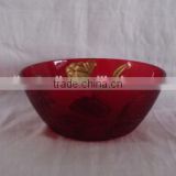 hand painted wide mouth glass bowl with small bottom