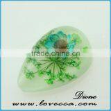 New Fashion Heart Shape Transparent Real Flower Resin Charm Pendants thumbnail-2