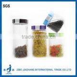 Clear Cylinder Diamond Pattern Glass Food Storage Jar thumbnail-1