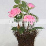 Artificial Pink Rose Bonsai thumbnail-1