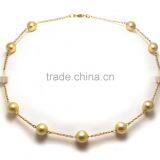 Wholesale 10-11mm Golden South Sea Pearl Tin Cup Necklace thumbnail-1