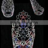 Hair Accessories Wholesale 30cm Tall Red and Green Color Rhinestone Crystal Jewelry Pageant Crowns thumbnail-2