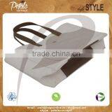 12 OZ Natural Canvas Tote Bag With Lining & With PU Handle & With Magnet Button Closure With Inside Zip Pocket thumbnail-6