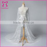 R02: Corzzet OEM Products White Chiffons Lace Long Sleeves Applique Long Robe