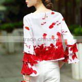 Maxnegio Computer Shirt Print Machine Ruffle Long Sleeve Woman Casual Shirt thumbnail-5