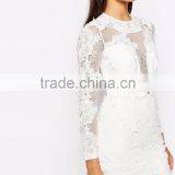 MGOO Lace 3D Floral Fishtail Maxi Dress Crew Neck Long Sleeves Embroidered Wedding Dress Bridal Grown thumbnail-4