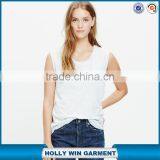 Slub White Crewneck Muscle Wholesale Tank Top for Women
