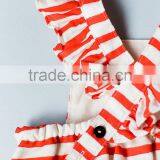 Summer Wear Cotton Clothes Simple Red Stripe Baby Romper For Newborns thumbnail-3