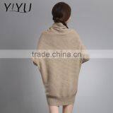 Winter Autumn Women Loose Turtleneck Batwing Sleeve Cashmere Dress Sweater thumbnail-3