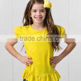 2016 Hot Selling Girls Tees With Sunshine Yellow Ruffle Crewneck Tee Girls T-Shirts Kids Clothing GT90420-39 thumbnail-1