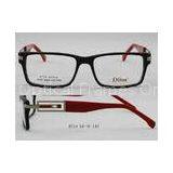 Black And Red Rectangular Acetate Optical Frames For Reading , Hand Made Acetate