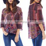 New Fashion Women Clothing Long Sleeve Customized Women Rayon Blouse thumbnail-1