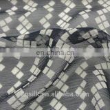 Printed 100% Silk Crepe Georgette With Black Background and White Tiny Squares