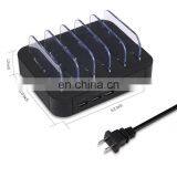 Power Adapter With Cable Black 5 Port USB Charging Station - Retail Packaging for IPhone 6s/6 Plus