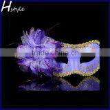 Party Mask, Venetian Mask, Halloween Mask With Purple Feather Flower SC072 thumbnail-4