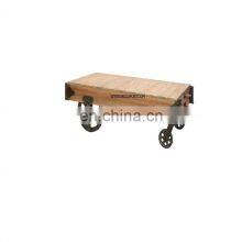 Black Wheels Wooden Cart Tables