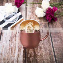 Rose Gold U-Shape 12oz Stainless Steel Coffee Cup With Handle thumbnail-2