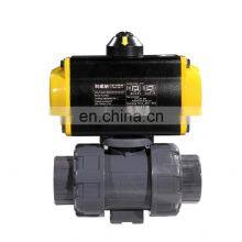 Acid Chemical Resistant PVC Plastic Double Union Ball Valve With Pneumatic Actuator thumbnail-4