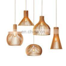 Hot Selling Wooden Birdcage Pendant Light Creative Restaurant Bar Shop LED Hanging Lights German Solid Wood Chandelier