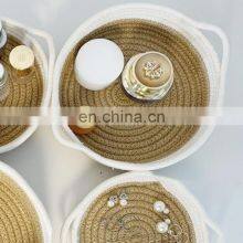 New Arrival Set Cotton Rope Storage Tray Basket Hand Finishing Wholesale thumbnail-2