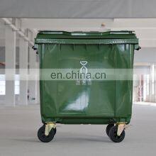 1100 Liter Public Garbage Rubbish Bins Polyethylene Outdoor Green Wheelie Waste Bin thumbnail-3