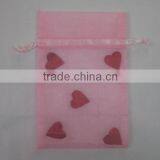 6*12cm White With Red-heart Organza Printed Wedding/christmas/party Gift Bags/wrapping Pouch China Made for Packing Candy Gift thumbnail-4