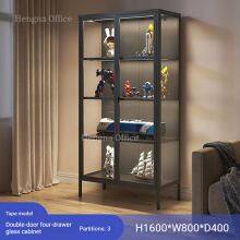 Commercial-Grade Knockdown Glass Showcase – Model DC-1800LS-09 | LED-Lit, Lockable, Tempered Glass & Steel for Museum & Retail Use thumbnail-4