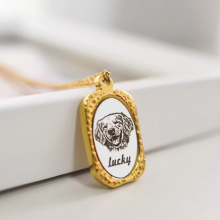 Sterling Silver Pet Memorial Necklace With Engravable Paw Print Charm thumbnail-1