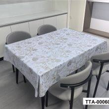 Elegant Lily Birds Pattern PVC Tablecloth, Waterproof, Oil‑proof, Easy Clean, Perfect for Daily Dining and Home Decor thumbnail-2