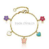 2016 hot sale children's jewelry kids multicolored charm bracelet baby link chain bracelet high quality gold plated bracelet
