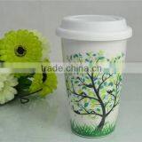 double wall cup for sublimation printable porcelain mug with silicon lid                        
                                                Quality Choice