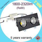 High Brightness 2*10w Square Led Cob Downlight 230v Black Dimmable Downlight thumbnail-1