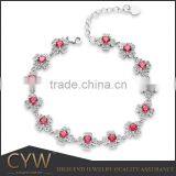 CYW Guangzhou Jewelry Factory Fashion High Quality Red Color Zircon Ss925 Silver Bracelets thumbnail-1