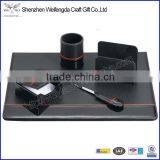 Fancy Black 5 Pieces Faux Leather Desk Accessories Set