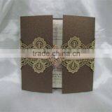 Dignified Brown Lace Folio Wedding Invitation Cards thumbnail-1