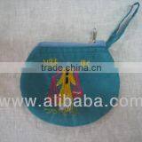 Hand Embroidery Round Purse Sea Blue thumbnail-1