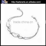 925 Sterling Silver Heart Shape Amethyst Box Chain Heart Bracelet thumbnail-2