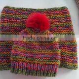 Ladies 100%Acrylic Iceland Yarn Knitted Hat&Scarf Set