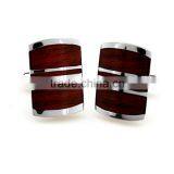 Groomsman Cufflinks With Onyx, Wood and Stainless Steel, Wood Keyhole Cufflinks thumbnail-4