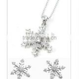 Wholesale Fashion Christmas Jewelry Stainless Steel Snowflake Necklace And Earrings Set