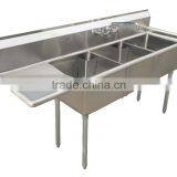 NSF and CSA Approval Three Compartments Stainless Steel Commercial Kitchen Sink thumbnail-5