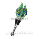Novelty Flame Shaped Silver Foil Colorful Lampworking Glass Red Wine Stopper thumbnail-5